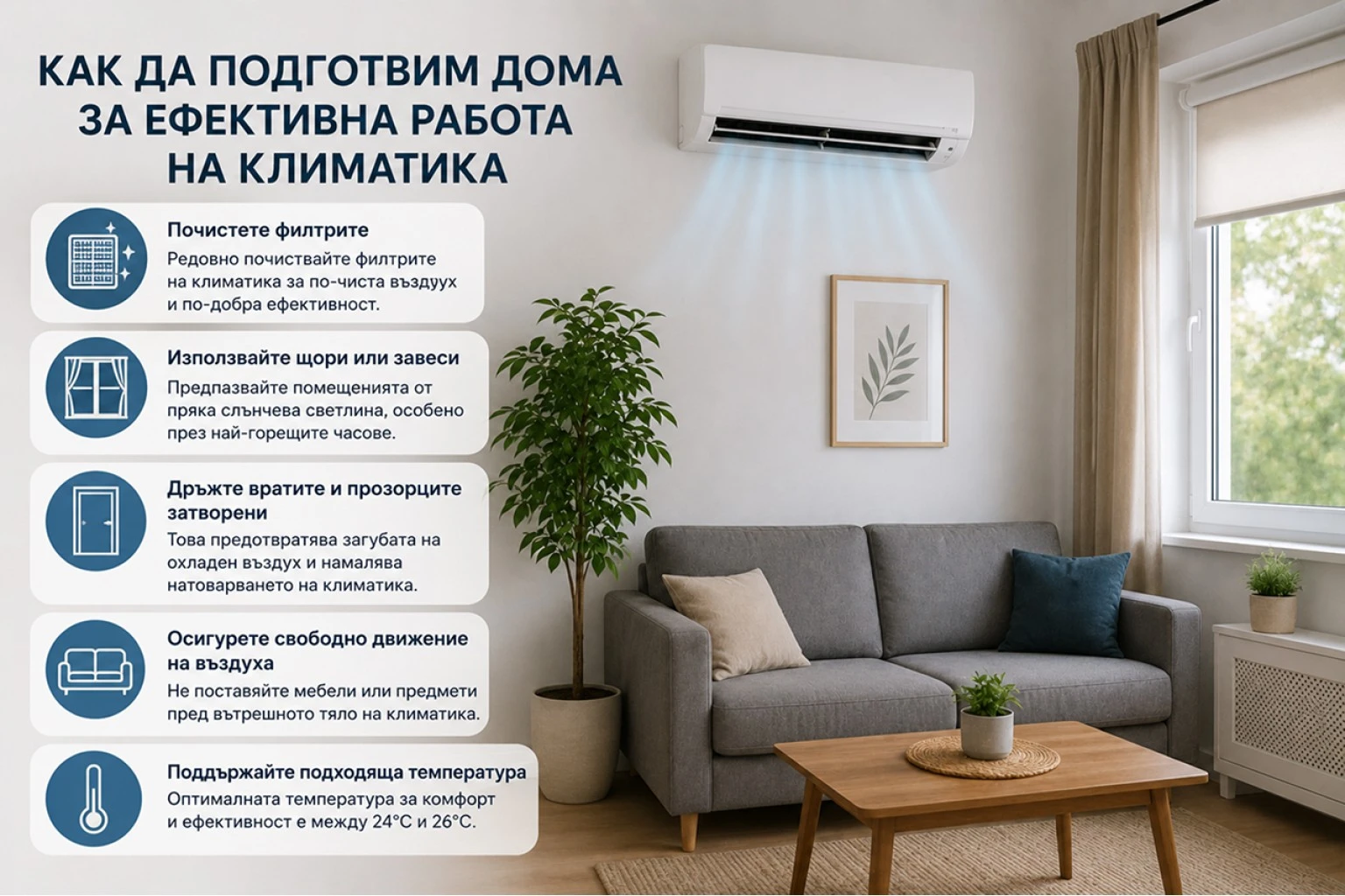 Как да подготвим дома за ефективна работа на климатика?