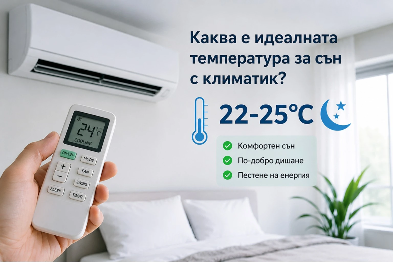 Каква е идеалната температура за сън с климатик?