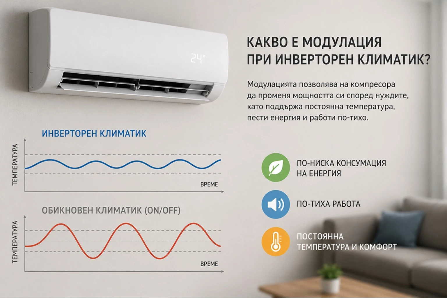Какво е модулация при инверторен климатик