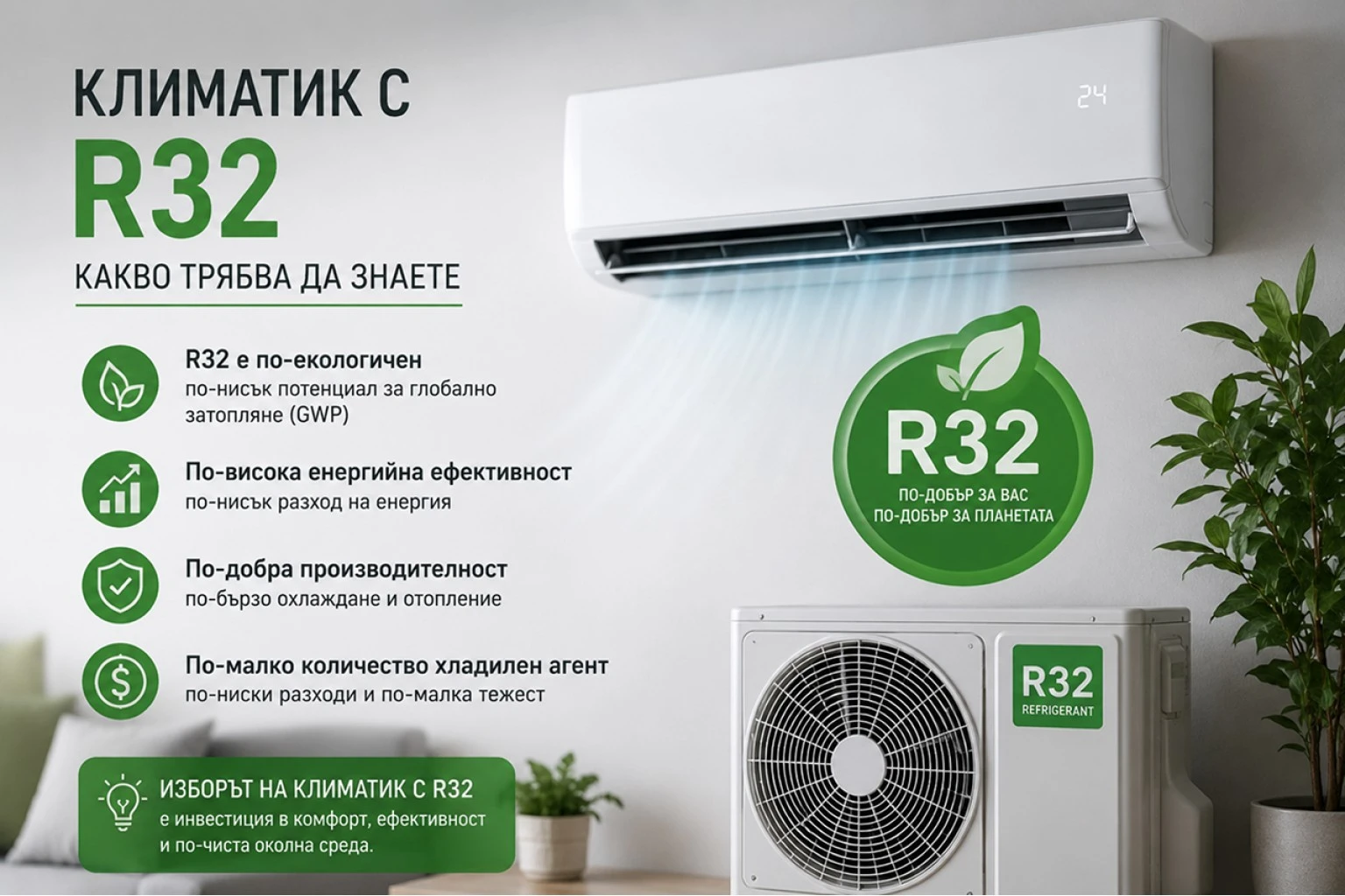 Климатик с R32: Какво трябва да знаете